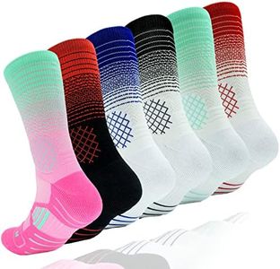 YWSLRC 5 Pairs Mens Athletic Crew Socks Elite Basketball Sport Cushioned Long Compression Sock,6.5-11.5, Multicolor