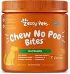 Zesty Paws Chew No Poo Bites for Dogs - Stool Eating Deterrent Soft Chews for Dogs - Gut, Periodontal & Immune System Support - Premium DE111 Bacillus subtilis Probiotic Chicken - 90 Count