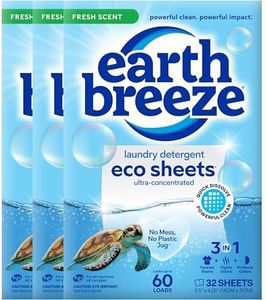 Earth Breeze Laundry Detergent Sheets - 90 Sheets - (3 Pack/30 Each) - 180 Loads - Concentrated Liquidless Laundry Soap - No Plastic Jug - Fresh Scent