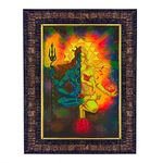 Hawai Lord Shiva Mata Parvati Designer Wall Hanging Engineered Wood Photo Frame for Worship Use 8.5x7inch SFDI00301BLKFRM