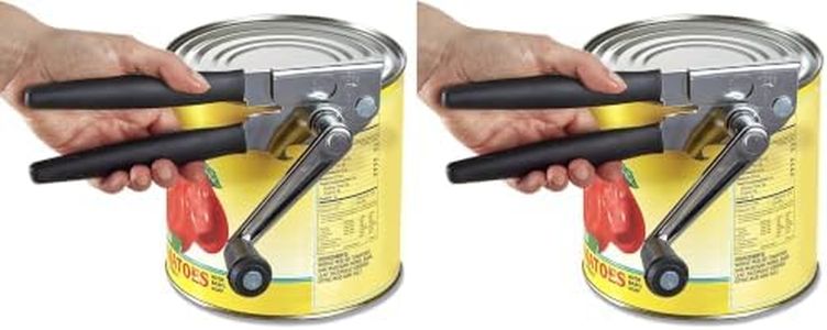 Heavy-Duty Commercial Manual Crank Can Openers,Rubber-Coated Long Handles (Pack of 2)