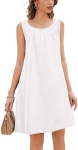 Ekouaer Cotton Nightgowns for Women Sleeveless Night Gown Victorian Sleepshirt Button Sleep Dress Raw White M