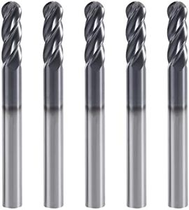 XYunEnZ ISB 4Flutes Carbide Ball Nose end Mill - Micro Grain Carbide End Mill for Alloy Steels/Hardened Steels(5,1/4)