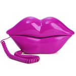Suwimut Lip Phone, Cute Corded Lip Telephone Novelty Sexy Wired Mouth Phone Cartoon Shaped Real Desktop Landline Telephone for Home Office Shops Decor (Rose)