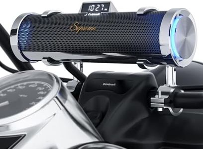 GoHawk Motorcycle Bluetooth Speakers | 6-Speaker Waterproof Stereo System w/Built-in Amplifier | Aluminum Sound bar Music Player w/FM Radio USB LED | Great for Harley Touring (RD88-S Chrome)