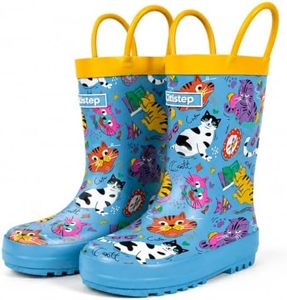 CITISTEP Kids Rain Boots Waterproof Rubber Non-Slip Boys Girls | Toddler Rain Boots Waterproof Natural Rubber Fleece Lining Non Slip Sole Easy On Handles 2 Removable Washable Insoles