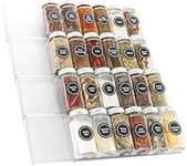 Dyzena Clear Acrylic Spice Drawer Organiser, 4 Tier Spice Rack Expandable from 27 to 54 cm Seasoning Jars Drawer Insert, Kitchen Spice Rack Tray for Drawer Countertop (Jars not included)