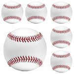 OMYOPY 6 Pack Blank Baseballs Solid Cork Core, 9 Inch Baseball Balls Unmarked Autographs Baseball for League Play, Pitching, Hitting, Batting, Fielding, Autograph, Gifts