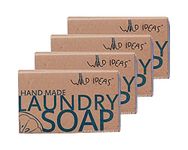 Wild Ideas Natural Hand Crafted Laundry Bar Soap & Tough Stain Remover - Pack of 4 - Each 100 gm