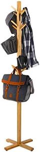 BAKAJI Attaccapanni Appendiabiti a Piantana da Terra in Legno di Bamboo con 12 Ganci Appendi Abiti e Base a Croce Design Moderno Colore Legno Bambu Naturale Dimensioni 177 x 45 cm