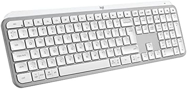 Logitech MX Keys S Wireless Keyboard, Low Profile, Fluid Quiet Typing, Programmable Keys, Backlighting, Bluetooth, USB C Rechargeable, for Windows PC, Linux, Chrome, Mac, QWERTY UK English, Pale Grey