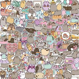 Pusheen Pegatinas, 100pcs de dibujos animados lindo gato impermeable pegatinas de vinilo para el ordenador portátil monopatín, adolescentes