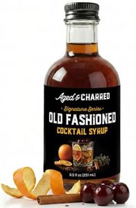 Aged and Charred Old Fashioned Syrup for 32 Cocktails - Handcrafted Old Fashion Mix with Bitters, Orange, Cherry, Cinnamon - Easy to Mix with Bourbon or Whiskey