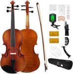 PHOENIX Violin 4/4 Full Size Kit, Violin Fiddle Set for Beginner Adults Student with Rosewood Bow, Extra Strings & Bridge, 2 Rosins, Tuner, Case, Mute, Fingerboard Stickers, Shoulder Rest