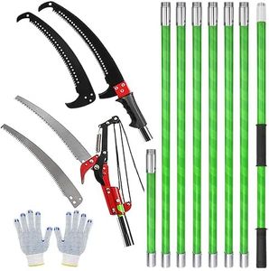 26Ft Pole Saw for Tree Trimming Manual Branch Pruner with Sharp Scissor Extendable Tree Pole Pruner Cutting Set Garden Tools (7.3-26 ft with Scissors)