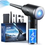 Compressed Air Duster, 100000 RPM Compressed Air Cleaner with 9000 mAh Battery, Compressed Air Can, 3 Speed Electric Air Duster with LED Light for Cleaning Sofa, Car, Computers Keyboard