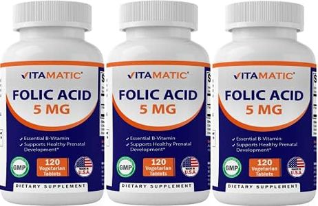 Vitamatic 3 Pack - Folic Acid 5mg (5000 mcg) - 120 Vegetarian Tablets - (Vitamin B9 Folate) (Total 360 Tablets)