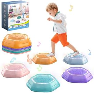 Holyton Upgraded Music Light-Up Stepping Stones for Kids, 5-Pack Sensory Balance Toys with Batteries, Non-Slip Design, for Ages 3–8, Ideal for Sensory Training, Indoor & Outdoor Play, Great Gift Idea
