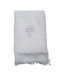 Baby Christening Shawl Cross Embroidered Unisex White Knitted Shawl Blanket (Christening blanket shawl)