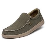 HEYDUDE Men's Mikka Braided Slip-On Shoes - Moccasin Style, Army, 9 UK
