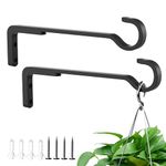 8 Inch 2 Pack Heavy Duty Outdoor Plant Hangers for Hanging Baskets, Iron Hanging Plant Brackets for Hanging Plants Outside, Metal Plant Hooks Plant Wall Hooks for Hanging Lantern, Bird Feeder