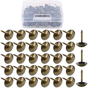 Hilitchi 200-Pieces 7/16''(11mm) Antique Brass Tacks Bronze Nail Pins Upholstery Nail Tacks Furniture Thumb Tack Pins Assortment Kit (Bronze)