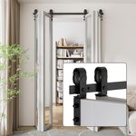 DaAzHai 60" Bi-Folding Sliding Barn Door Hardware Kit for 4 Doors, Low Ceiling Lite Version Roller for Smooth Sliding, Fit Four 14" Bifold Doors, Space-Saving Folding Solution (No Door Included)