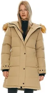 Orolay Women's Thickened Down Coat with Adjustable Hood Warm Winter Jacket Khaki