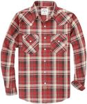 Dubinik® Mens Flannel Shirts Long Sleeve Pearl Snap Buttons Western Cowboy Vintage Work Casual with Pockets Plaid Shirt