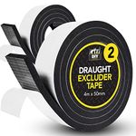 2pk Foam Tape 4m x 50mm Foam Draft Excluder Tape for Doors & Window Draft Excluder Tape Window Insulation Window Seal Strip Window and Door Draft Blocker Door Seals and Draught Excluder Tape for Doors