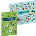 Animal Habitats Sticker + Coloring Book (500+ Stickers & 12 Scenes) + When I Grow Up Sticker + Coloring Book (500+ Jobs Stickers & 12 Scenes) by Cupkin Fun Sticker Books for Kids 2-4 - Great for Olde