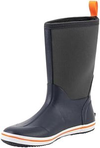 Ubon Rubber Rain Boots for Men Waterproof Fishing Garden Work Mid Calf Deck Boots Non Slip, Navy, Size 10