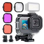 YALLSAME Waterproof Case for GoPro Hero 13 12 11 10 9 Black, 196ft Underwater Dive Protective Housing Case with 4 Pack Macro Scuba Snorkeling Diving Filters for Go Pro 9 10 11 12 13 Accessories