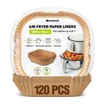 Air Fryer Parchment Paper Liners, 8 inch Square, Non- Stick, Oil-Proof, Waterproof, Disposable, Baking Accessories, Oven, Microwave, 100% Virgin Pulp, Thick, Natural, Food Grade. Homebasi