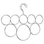 iDesign Scarf Hanger with 8 Hoops, Metal Hanging Scarf Organiser for Wardrobe or Closet, Also Works as Tie Rack or Belt Hanger, Silver, 33 x 1.9 x 24.8 centimeters