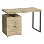 Monarch Specialties I 7643 Computer Desk, Home Office, Laptop, Left, Right Set-up, Storage Drawers, 48" L, Work, Metal, Laminate, Natural, Black, Contemporary