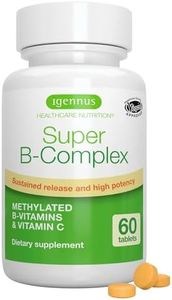 Super B-Complex – Methylated Sustained Release B Complex & Vitamin C, Folate & Methylcobalamin, Vegan, 60 Small Tablets
