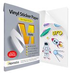 Homsto Vinyl Sticker Paper, Matte Printable Vinyl Sticker Paper for Inkjet Printer, Quick-Drying, Water and Scratch-Resistant, Self-Adhesive for Most Surfaces, 8.5 x 11 Inches, 50 Sheets