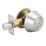 LESOLEIL Stainless Steel Deadbolt Lock, Single Cylinder Security Door Lock with Keys Adjustable Backset (Silver)