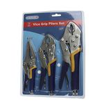 Qualtex MIS370 Soft-Grip Self-Locking Mole Grip Pliers Long Nose 3-Piece Set 6½", 7" & 10"