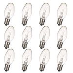 12 Pack 15W 110 Volt E12 Socket C7 Replacement Bulbs for Night Lights, Salt Lamp Light Bulbs and Diffuser Salt Lamp