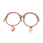 El Regalo BFF 2Pcs Set Christmas Bracelets Set- Unique Magnetic Christmas Charms Bracelets for Best Friends/Couples/Family - Snowflakes Candy Ball Tree Santa Wreath (Santa & Reindeer)