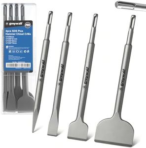 Greywolf SDS Chisel Set, 4 pcs Tile Removal Chisel Bits, Set Includes Pointed, Flat, Scraping, Alloy Steel Tile Spade Chisels for SDS Plus Rotary Hammer Drill Bit Attachment for Hammer, Tile Removal