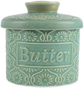 Butter Dish with Lid Vintage Ceramic French Butter Crock for Countertop with Water Line Butter Keeper for Spreadable Butter Storage Dishwasher Safe Professional Grade Kitchen Essential