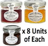 Mixed Pack - Wilkin & Sons of Tiptree Strawberry / Raspberry / Orange Marmalade Preserves - 8 x 28g Mini Jars of Each flavour - 24 unit Mixed Pack