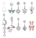 JeryWe 10Pcs Belly Button Rings for Women 14G 316L Stainless Steel Belly Piercing Jewelry Set-4