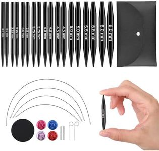 Guclud Interchangeable Circular Knitting Needle Set, 2-Inch Shorties Knitting Needles Sizes US 2.5, 3, 4, 5, 6, 7, 8, 9, 10 with Cable, Accessories and Case, 9-Pairs
