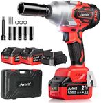 Avhrit 630Ft-lbs (850N.m) Cordless Impact Wrench 1/2 Inch, Battery Impact Gun w/ 2X 4.0Ah Battery, Fast Charger & 5 Sockets, Power Electric Impact Driver for Car Tires