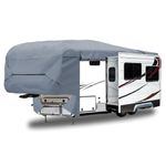 GEARFLAG Fifth Wheel RV Cover with Slide Out Zippered Opening fits 28-30FT Trailer Toy Hauler Reinforced Windproof Side-Straps Reflective Safety Strips Water-Resistance Heavy Duty Fabric