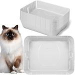 Bokon 25 Pcs Disposable Litter Boxes for Cats Plastic Cat Litter Tray Kitten Litter Pan for Kitty Rabbit Guinea Pig Hamster Pets Supplies Travel Home Toilet, 15.7 x 11.8 x 3 Inches (White)